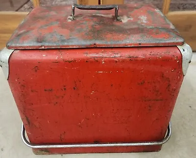 Vintage 1950s Progress Refrigerator Co Red Metal Ice Chest • $63.20