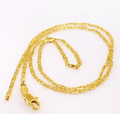 Unisex 45cm 17.5  HH Small Chain Choker Necklace 24K Yellow Gold Plated Lobster • £12.78
