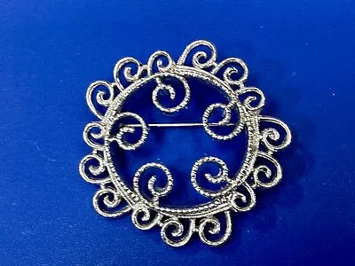 Vintage Round Wire Swirl Style Sarah Coventry Signed Silver Tone Brooch Pin • $4.99