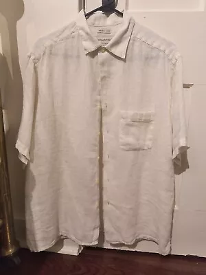 Banana Republic Irish Linen Shirt Mens White Medium Relaxed Cream Ivory • $20