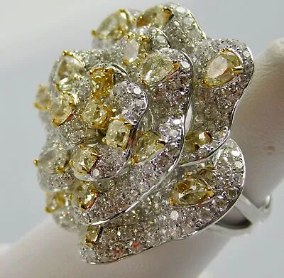 Salavetti Odelia Italy 18k White Yellow Gold 10 Carat Diamond Flower Ring • $34500