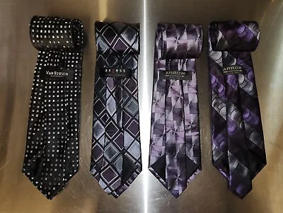 Designer Tie Lot Of 4 Black Purple Arrow Axcess Van Heusen • $20