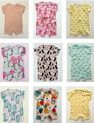 Baby Girl Next T-Shirt Rompers Cotton Summer Shortie Animals Pink Yellow  NEW • £4.95