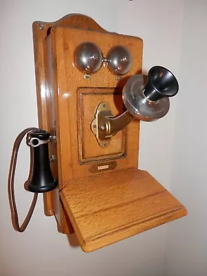 Antique Oak Wall Mount Telephone WESTERN MFG & CRACRAFT-LEICH ELECTRIC W/ Keypad • $547.95