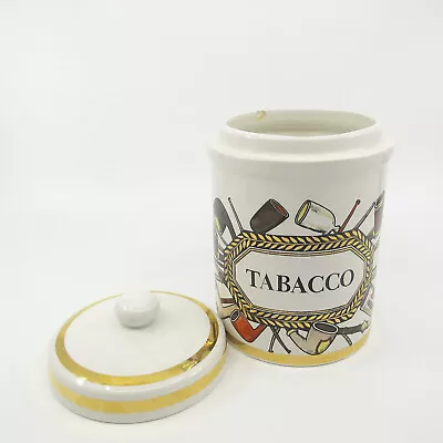 PIERO FORNASETTI Ceramic  Tabacco  Canister Humidor Pipe Tobacco Jar Mid Century • $215