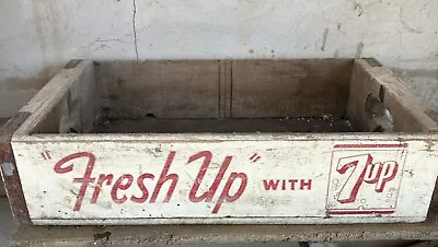 Vintage Wooden Soda Crate Seven Up 7-Up Wood Fresh Up Park Falls Wisconsin • $18