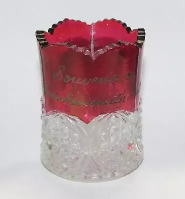 Antique EAPG  Ruby Stained Souvenir Toothpick Holder Frankenmuth Michigan • $12