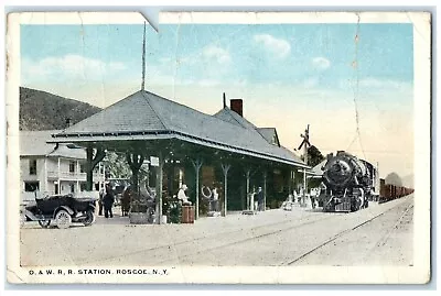 1922 O. & W. R. R. Station Locomotive Train Railroad Roscoe New York NY Postcard • $29.95