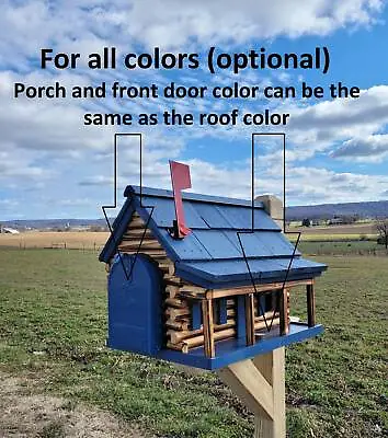 Amish Mailbox - Handmade - Log Cabin Style - Wooden With Metal USPS Approved Ma • $172.85