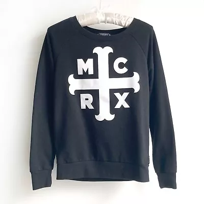 My Chemical Romance Top Shirt Sz S Cross Graphic Lace Back Long Sleeve Black • £17.30