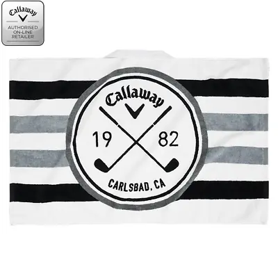 CALLAWAY TOUR PLAYERS TOWEL 30 X20   WHITE/BLACK/CHARCOAL COTTON TOWEL • £13.95