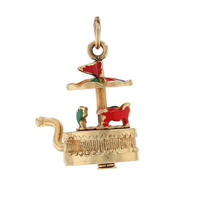 Yellow Gold Vintage Carousel Charm - 14k Carnival Amusement Fair Ride Moves • $749.99