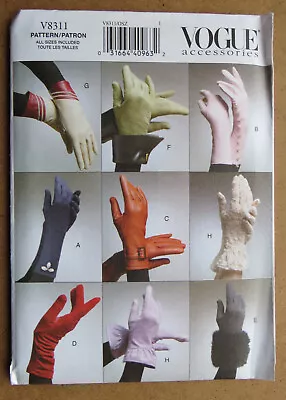 Vogue Sewing Pattern V8311: 8 Pairs Of Ladies Unlined Gloves:  S-L: Uncut • £16.75