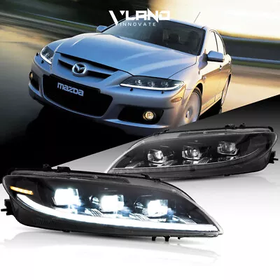 VLAND FULL LED Projector Headlights For Mazda 6 2003-2008 W/Sequential  Assembly • $326.79