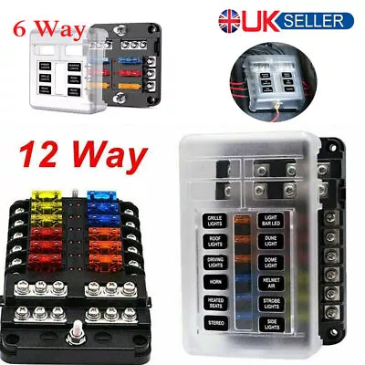 £14.48 • Buy 6/12 Way Blade Fuse Box Distribution Bar Bus Boat Car Kit Marine Holder 12V/32V