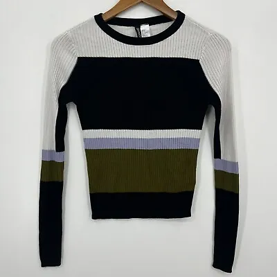 Divided H&M Long Sleeve Top Women's S Multicolor Striped RIbbed Crew Neck • $12.95