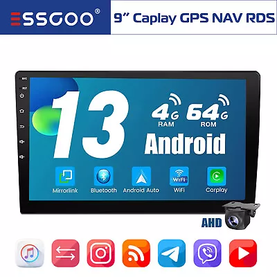 9  2 DIN Carplay Car Stereo Radio Android 13 64G Radio GPS NAV Touch Screen Cam • $89.95