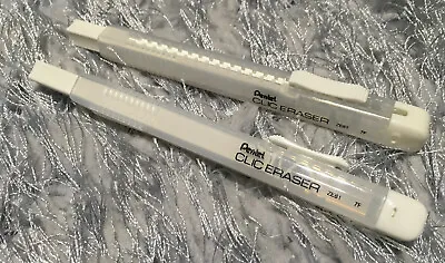 2x Pentel Clic Erasers Pen Style Milky White Clear CLICKER Retractable NON PVC • $3.85