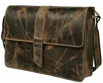 18  Large Leather MESSENGER Bag For Men Shoulder Bag Mens Laptop BRIEFCASE Bag • $104.49