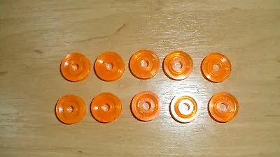 Meccano 10 Pulleys 16mm For Round Axle Transparent Orange A524 Used • £2