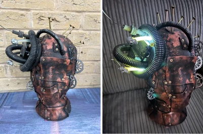 £14.99 • Buy Steampunk 12  Hat Display Jewellery Mannequin Head Apocalypse Metal Effect (O)