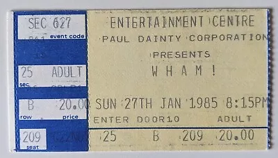 WHAM ! 1985 Ticket Stub The Big Tour Sydney Entertainment Centre George Michael • $25