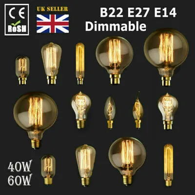 E27 E14 B22 Vintage Antique Style Edison Bulbs Industrial Filament Light Bulb • £5.88