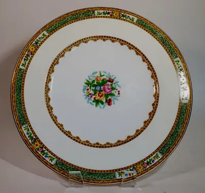 Antique Minton Dinner Plate Cabinet Plate Hand Enameled Green Floral H4199 • £61.76