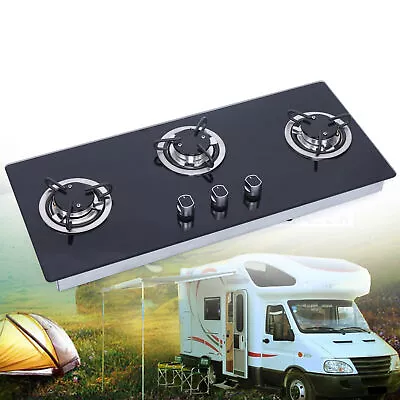 RV Boat Camper 3 Burners Caravan LPG Gas Stove Hob W/ Tempered Glass Durable US • $137