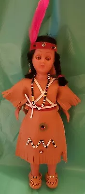 Vintage Plastic Native American Indian Girl Doll With Papoose Twin Baby.  • £9.72