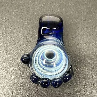 Handblown Glass Art Vortex Marble Hand Pendant Blue Hues Borosilicate Pendy • $59.99