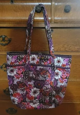 Vera Bradley Flutteryby Tote Bag Red  Purple Plum  Large Size Fabric Carryall • $17