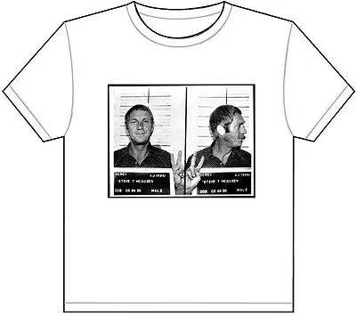 STEVE MCQUEEN MUG SHOT T-SHIRT TEE PICTURE PHOTO Mugshot Motorcycles Go Vegas 84 • $21.99