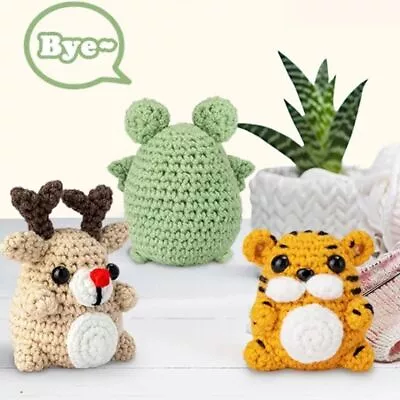 Funy DIY Hand-Woven Material Bag Deer Woolen Crochet Doll • $29.84