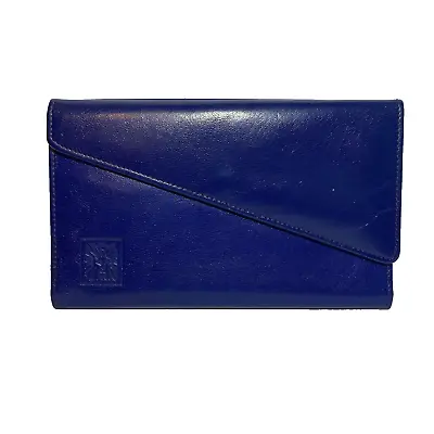 Vintage Anne Klein Collection By St Thomas Blue Card Holder Wallet Leather 7  • $14.50