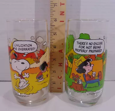 Vintage McDonald’s Camp Snoopy Peanuts Character Set Of 2 Drinking Glasses • $14.50