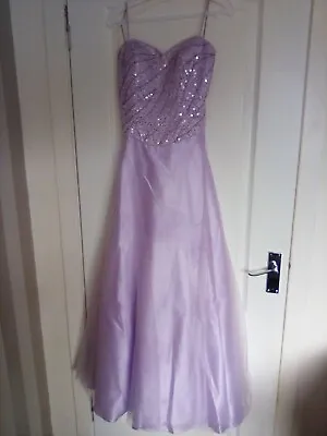 Prom Dress  Lilac UK 12  Sequin Bodice Lace Up Back • £50