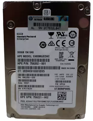 HP EH0300JEDHC 759202-001 15K 300GB 2.5  SAS Hard Drive 100% Health • £10.99