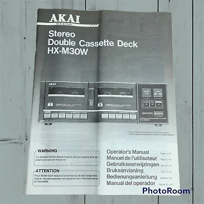 £6.95 • Buy Akai HX-M30W Stereo Dual Twin Cassette Deck Operating Instructions Manual