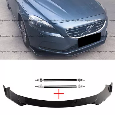 For Volvo S60 S80 S90 Front Bumper Lip Spoiler + Strut Rods Glossy Black • $52.25