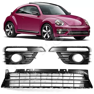For 2017 2018 2019 VW Beetle Front Bumper Lower Center Grill Fog Light Cover Set • $106.49
