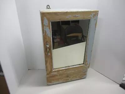 Antique Wood Medicine Cabinet With Drawer Chippy Paint Mirror Farmhouse • $169