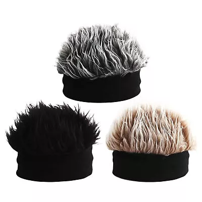 Visor Hair Wig Soft Beanie Wig With Spiked Fake Hair Wig Attached For Men • $9.09