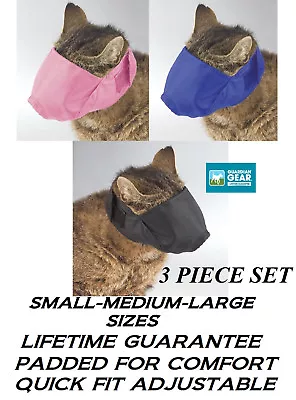 GROOMER SET CAT Comfort MUZZLE LINED Quick-FIT Nylon Feline ADJUSTABLE TRAINING • $23.99