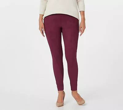 Women With Control M Tummy Control Faux Suede & Ponte Leggings Cabernet QVC 2553 • $23.20