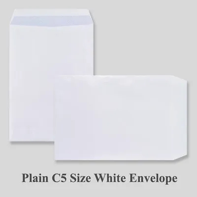 C5 PLAIN White Self Seal 90gsm Envelopes 10 20 50 100 250 500 1000 • £3.45