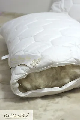 Merino Wool Balance Standard Bed Pillow Bed Pillows Cotton Cover 45 X 75 Cm • £39