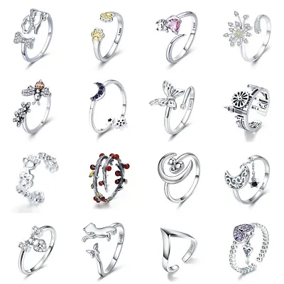 Bamoer Retro S925 Sterling Silver Ring Vintage Allure Clear CZ Women Jewelry • $5.36