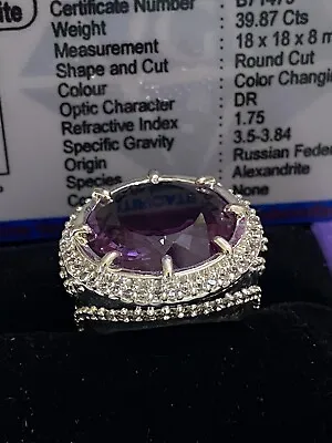 Certified 39.87CtPurple Moissanite Men's Solitaire Ring Ring Size-9 • $159