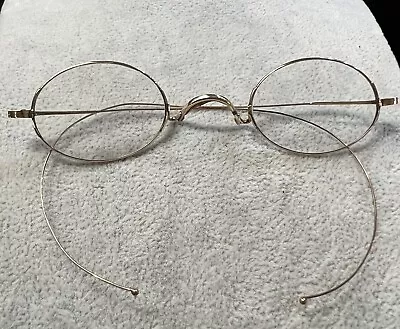 Vintage Solid 10K Tested Gold Eyeglasses Wire Rim Antique Spectacles Frames • $99